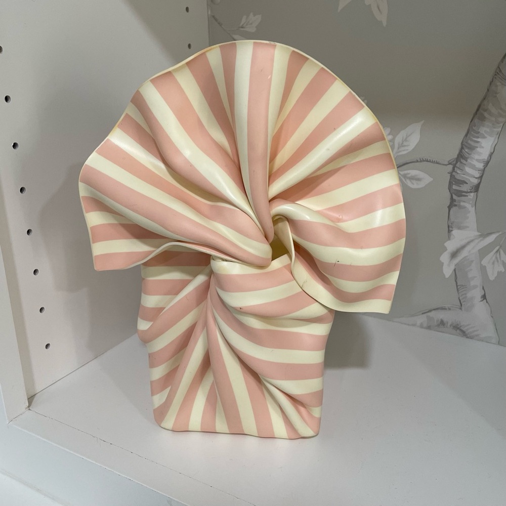 1990s Vintage Stripe Planter CT Designs Spring Easter Decor Unique Pink